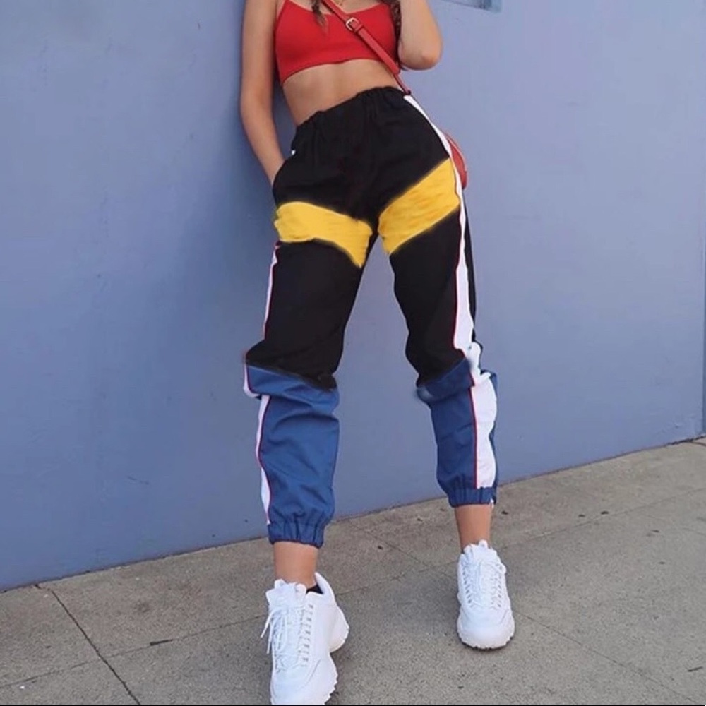 Black & Yellow Sporty Spice color block joggers